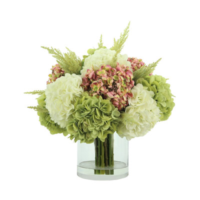 Polysilk Hydrangea Arrangement in Vase