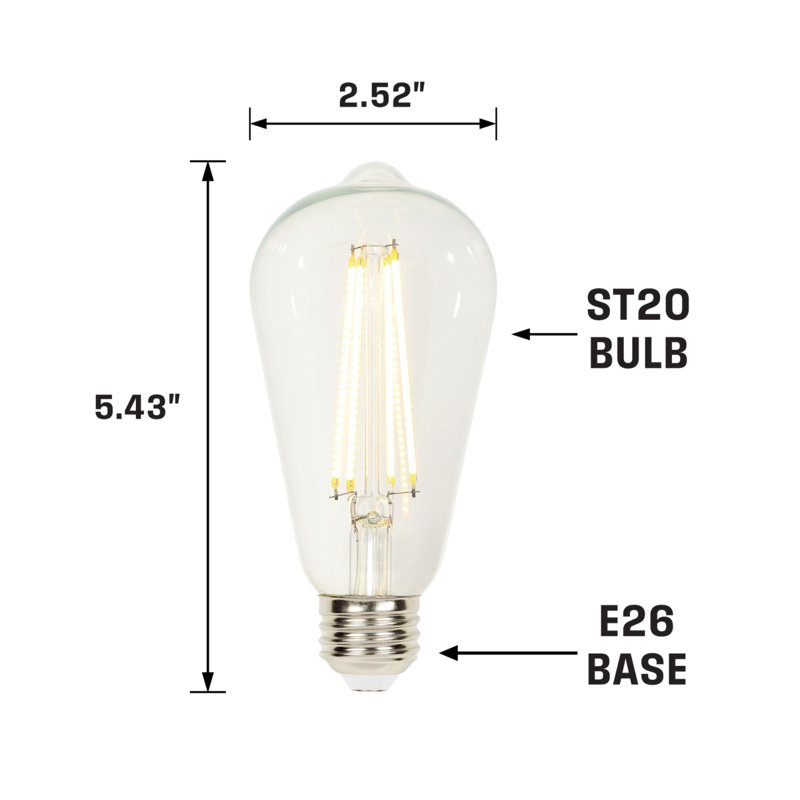 Ampoule DEL à intensité variable ST19 E26 / moyenne (standard) 60 watts à intensité variable 2700K, 6.5