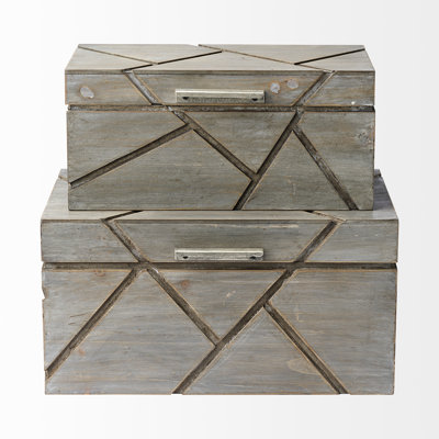 Ensemble de 2 boîtes en bois massif
