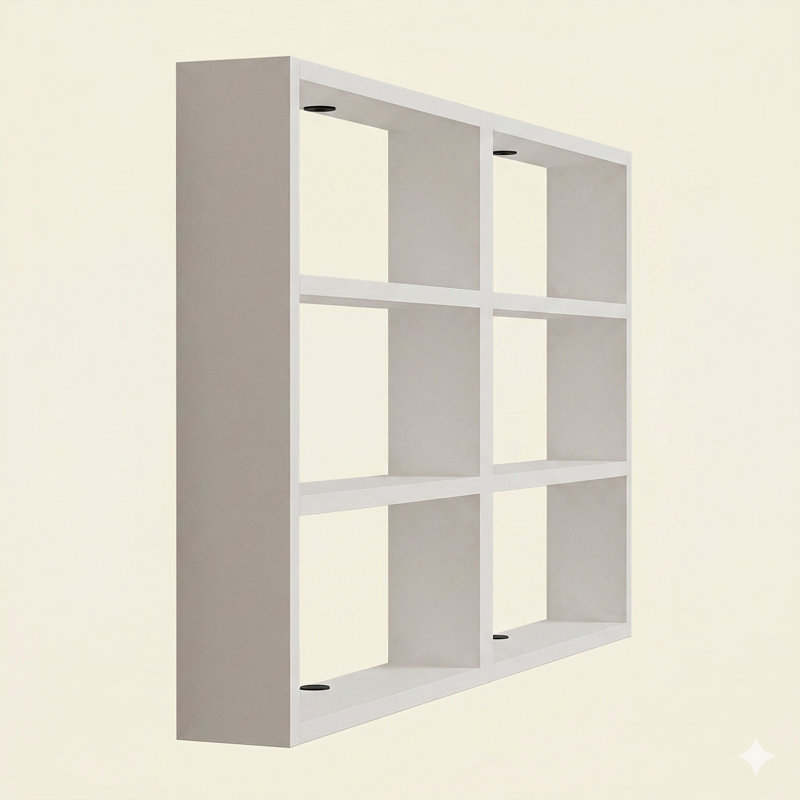 Elara 6-Compartment Floating Display Hub, White