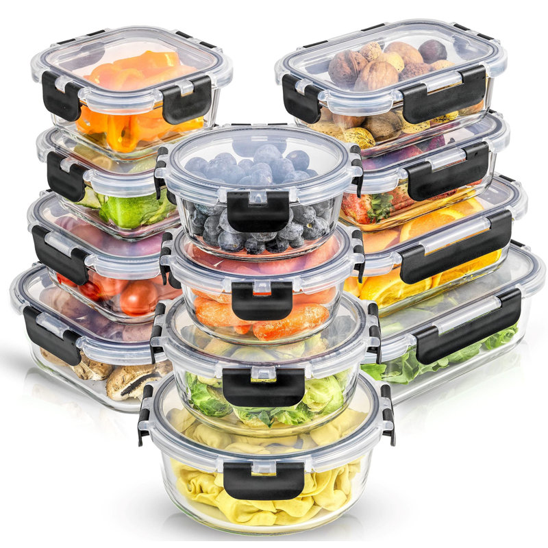 JoyJolt 24-Piece Glass Storage Container Set with Lids