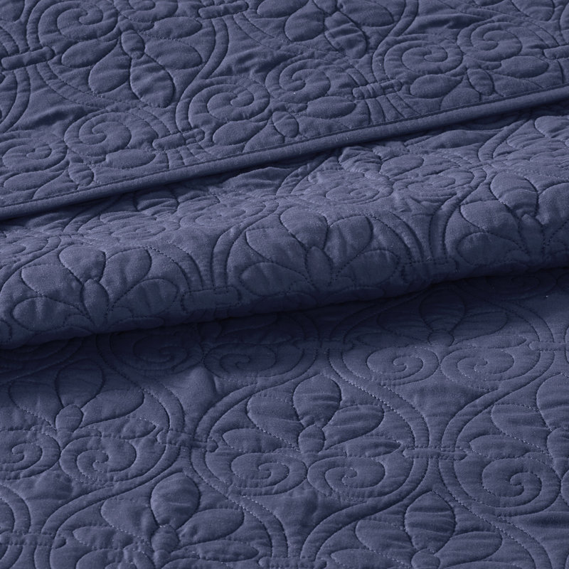 Couvre-lit réversible bleu marine - matelassé pour une texture riche Rembourrage confortable en coton prélavé surdimensionné pour un sommeil relaxant