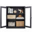 Armoire de rangement en métal avec 2 portes en verre et 2 tablettes réglables-957294108