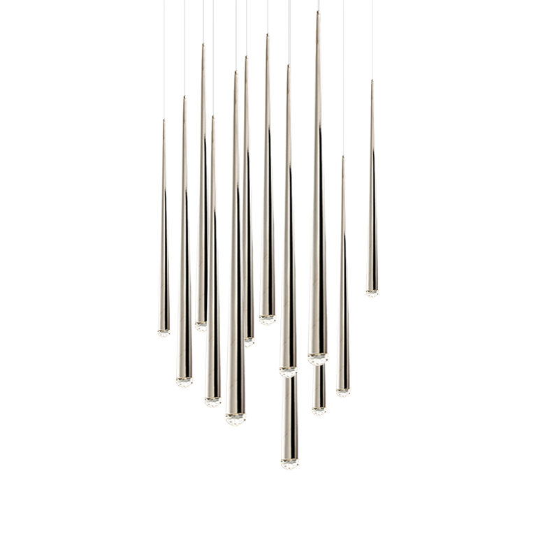 Luminaire suspendu Cascade, Nickel poli, H 37 po x l 20 po x P 20 po, 13