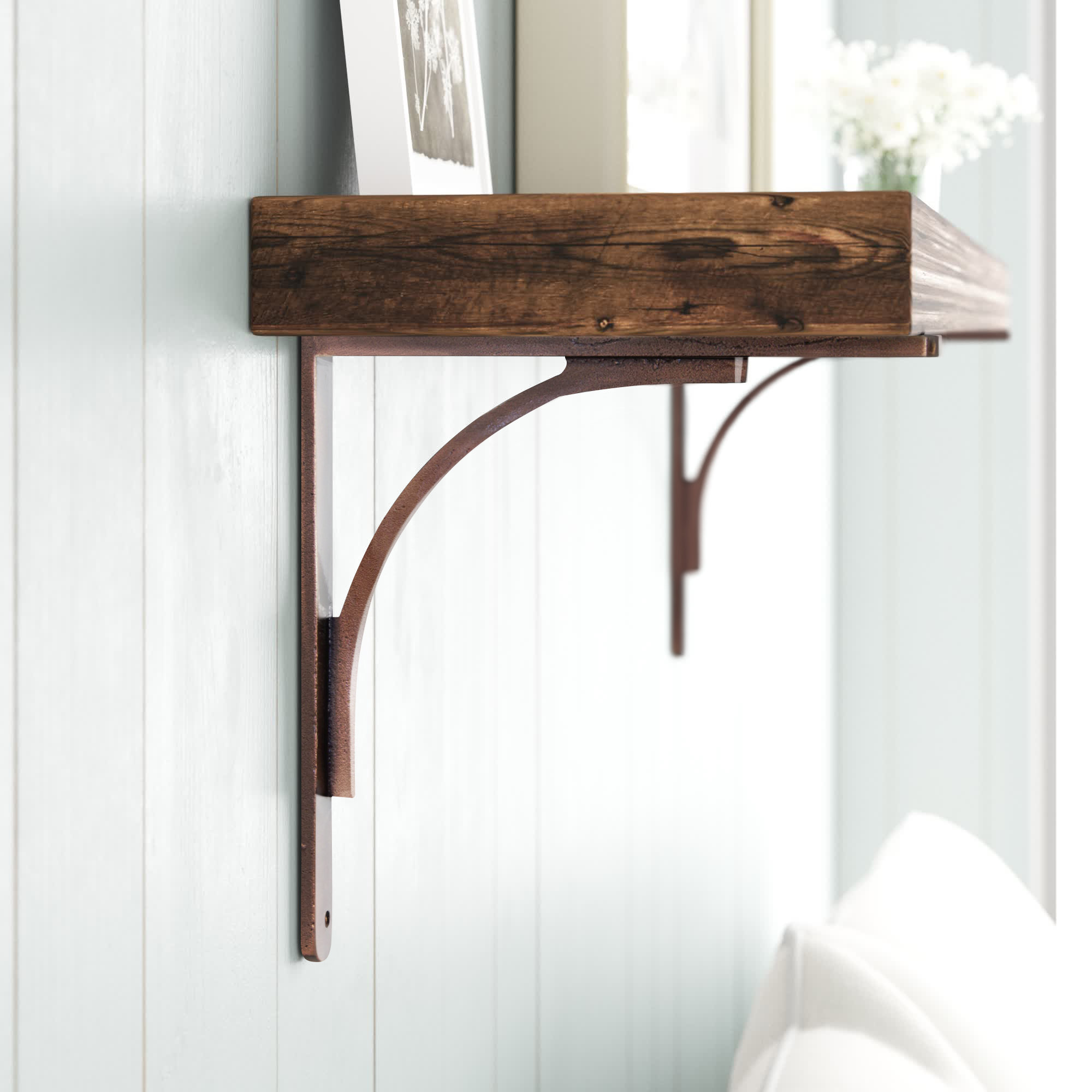 Iron Shelf Bracket, Antique Copper