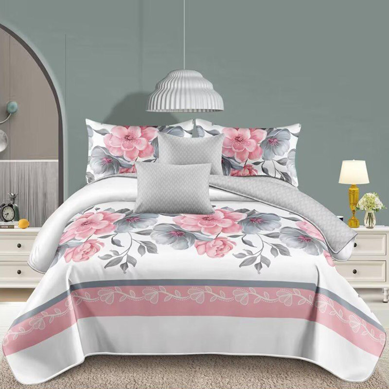 Microfiber Floral Duvet Cover Set, Super King Duvet Cover + 3 Additional Pieces