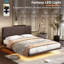 Structure de lit flottante avec lumière DEL, lit plateforme en cuir PU moderne, aucun sommier requis, assembler -1386624230-1386624225