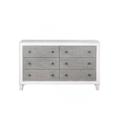 Commode Katia gris rustique et blanc vieilli