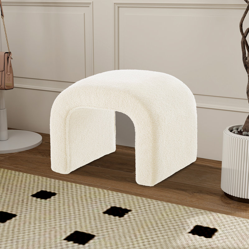 Banc rembourré de 43,98 po avec tabourets, Crème, crème