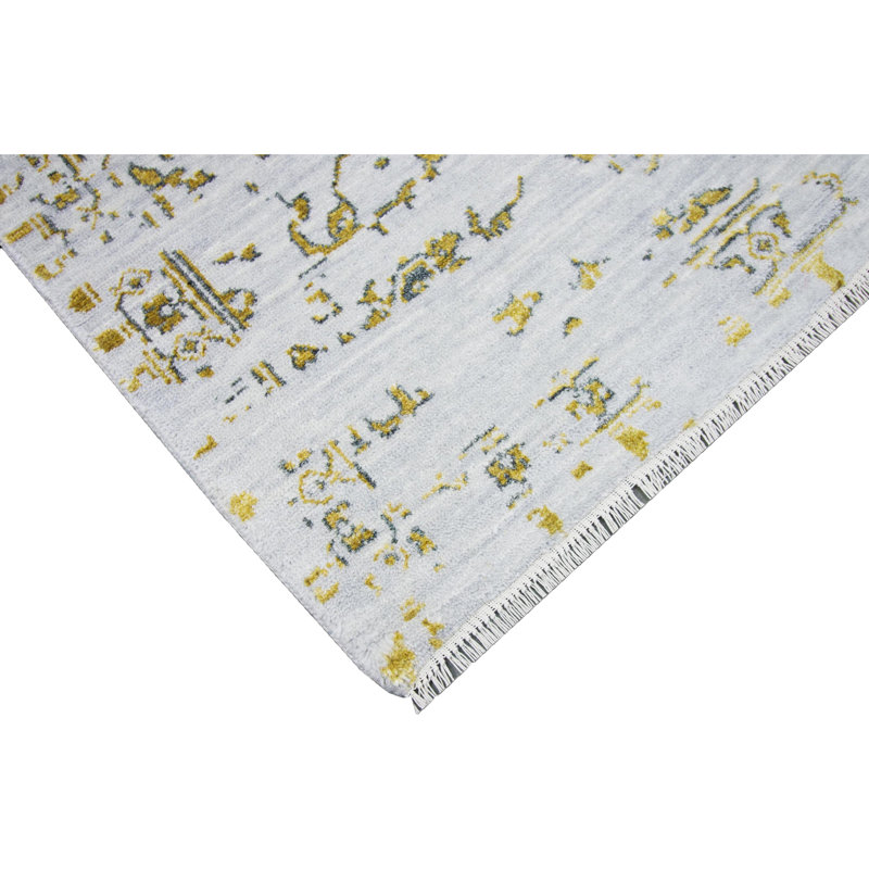 Tapis argenté et doré de haute qualité noué à la main, Rectangle 12 pi x 15 pi
