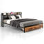 Upholstered Industrial Platform Bed With Charging Headboard & Storage Drawers-2096511289