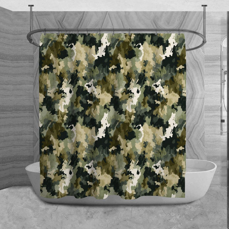 Army Shower Curtain Camoflauge Bathroom Décor Green, H 84 po x l 70 po