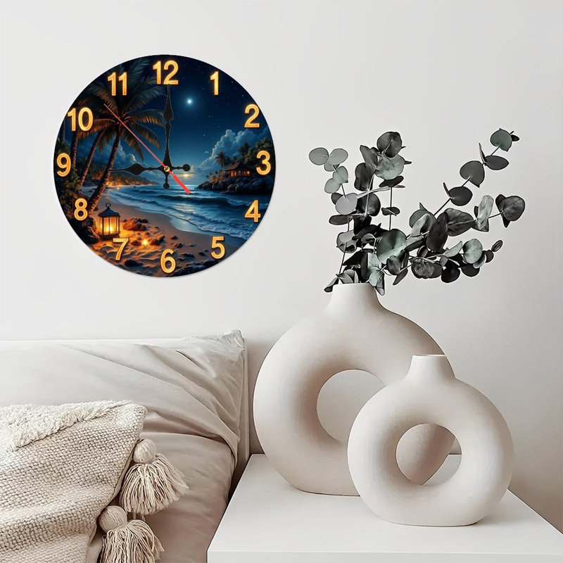 Horloge murale plage tropicale