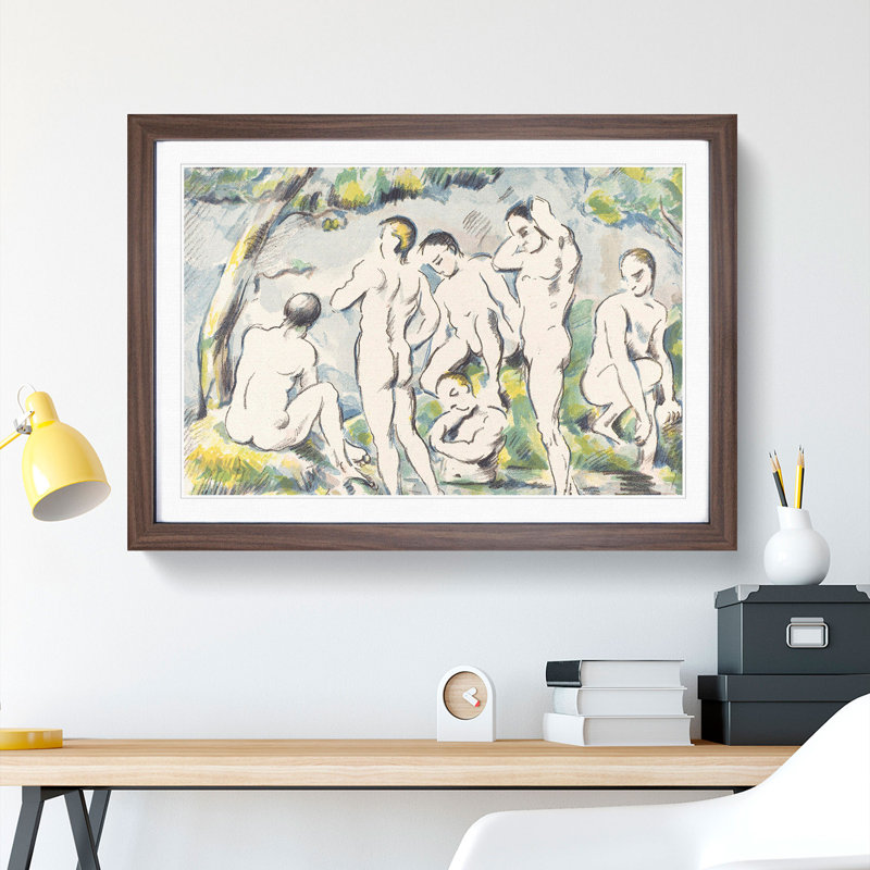 Bathers Vol.6 by Paul Cezanne - Picture Frame Painting, Walnut Framed, 27cm H x 36cm W x 2cm D