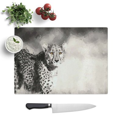 Tempered Glass Cheetah with Eyes Chopping Board