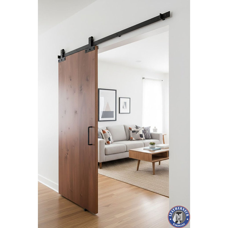Black Steel Single Door Barn Door Hardware Kit Standard Single, 72 in., Antique Bronze