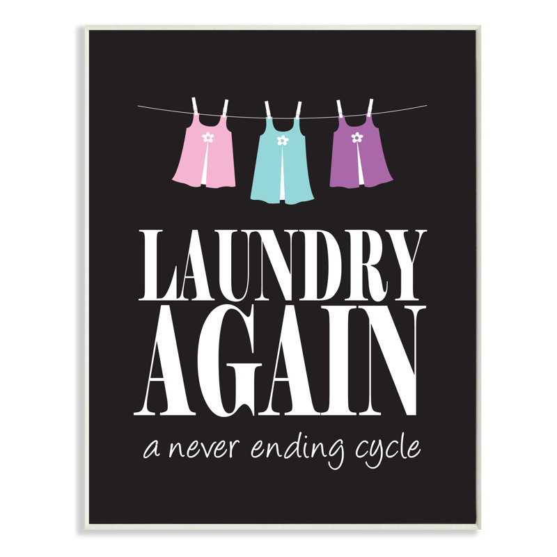 Laundry Laundry with Line - reproduction d'art textuel sur toile, Plaque murale, H 15 po x l 10 po x P 0,5 po