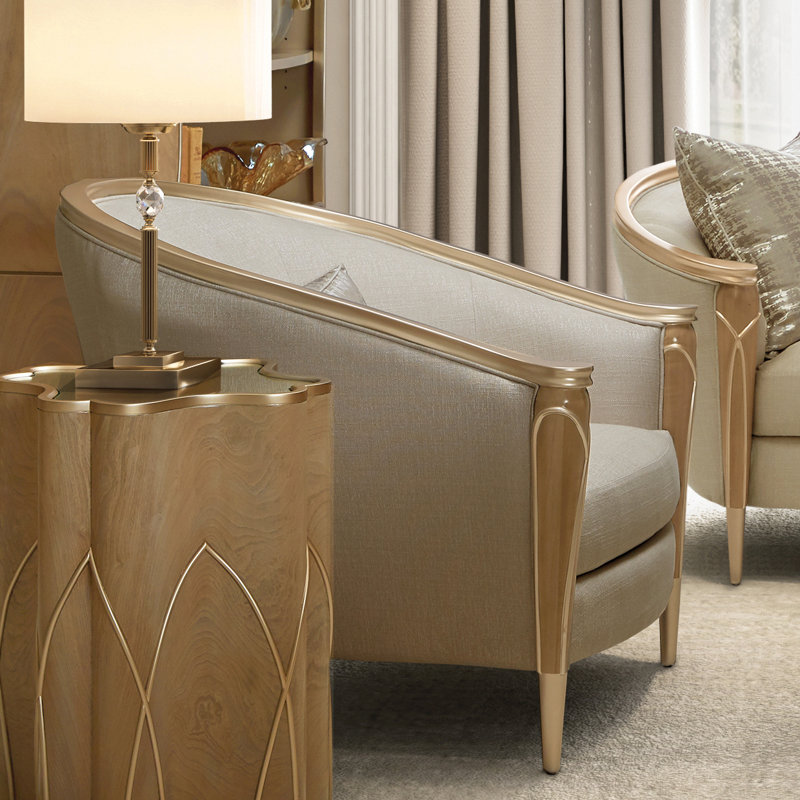 Villa Cherie 35'' Wide Barrel Chair, Porcini Velvet