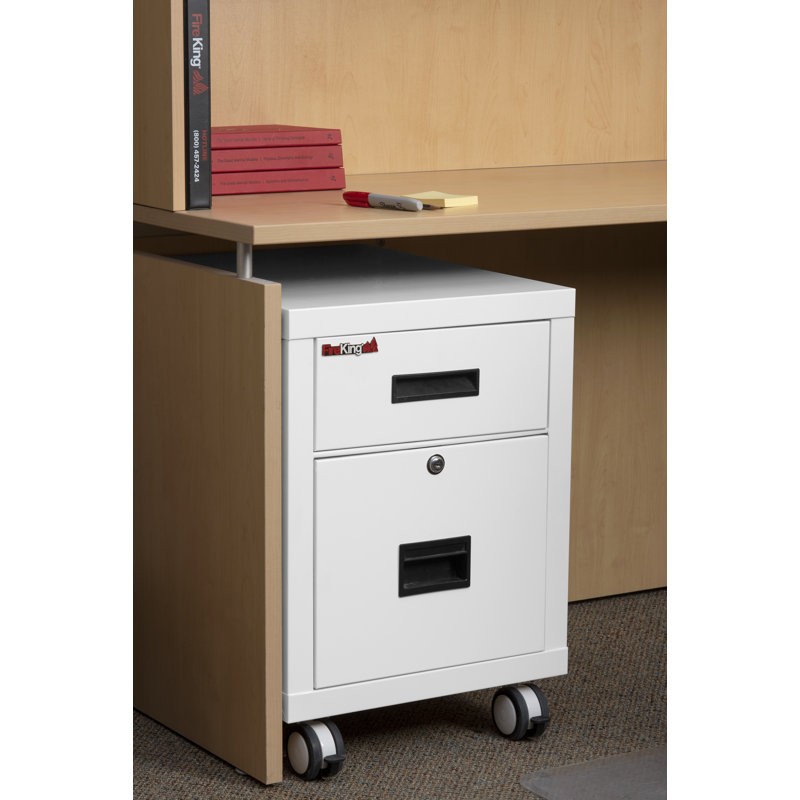17.75'' Wide 2 -Drawer Mobile Steel File Cabinet, White