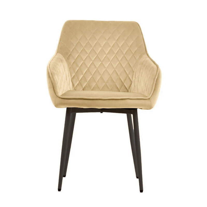 Algol 45cm H Velvet Upholstered Armchair, Brown, Beige