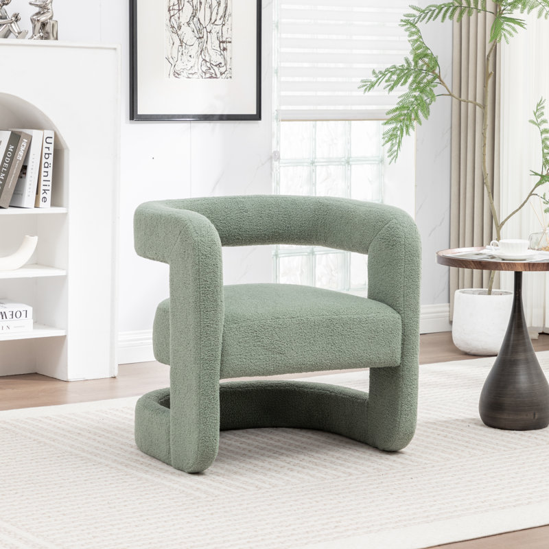 Divaraj Upholstered Barrel Chair, Green Teddy