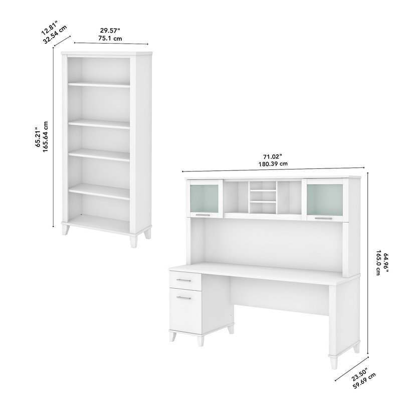 Bureau avec huche Ovia, Blanc