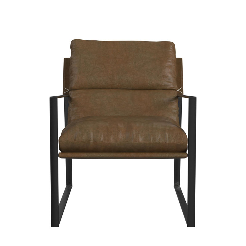 Fauteuil d'appoint en cuir Tarmons Vegan, Similicuir brun