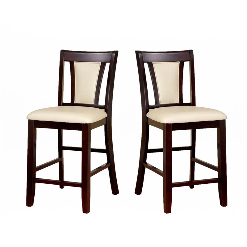 Ensemble contemporain de 2 chaises à hauteur de comptoir, Cerise foncée, Beige