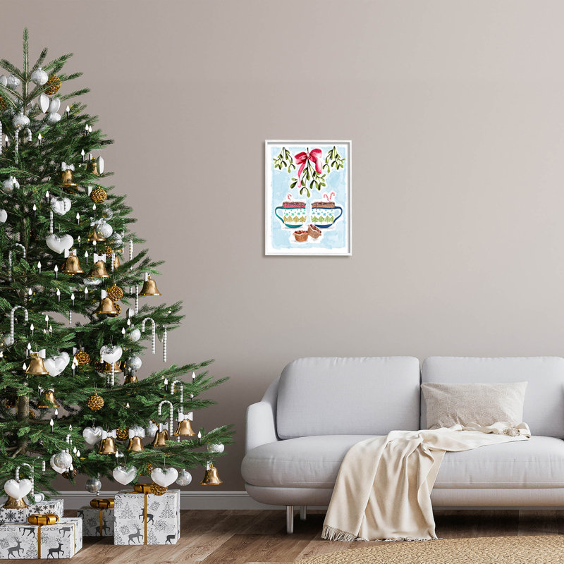 Cozy Winter Cocoa Dessert at-203, H 20 po x l 16 po x P 1,5 po, Giclée encadrée blanc bord de mer