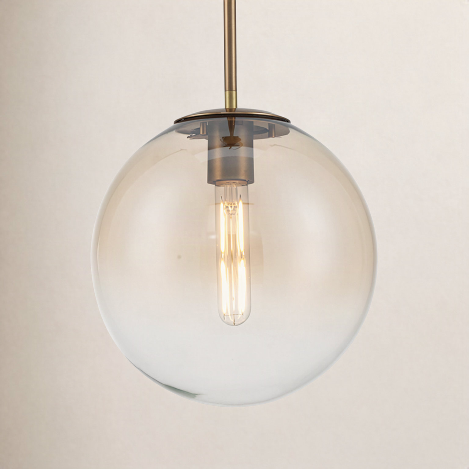 Dimmable Glass Globe Single Light Pendant, Brushed Gold