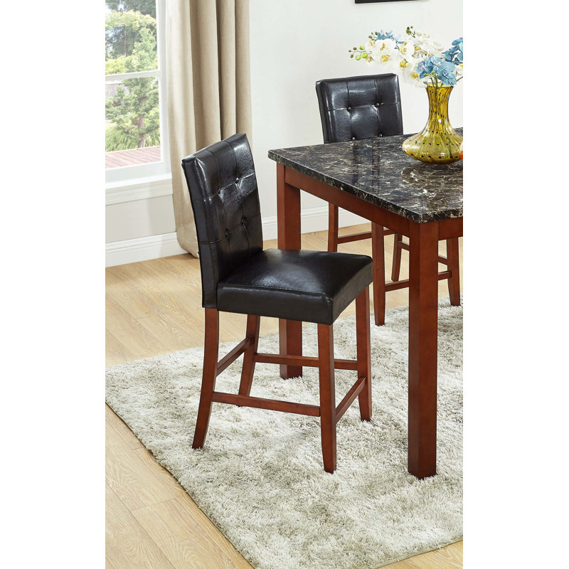 Magnifique ensemble de salle à manger à hauteur de comptoir 5 pièces de style moderne avec table carrée et similicuir