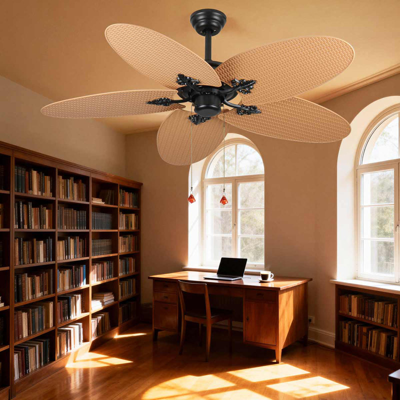 Ventilateur de plafond 52 pouces Tropical, Marron clair