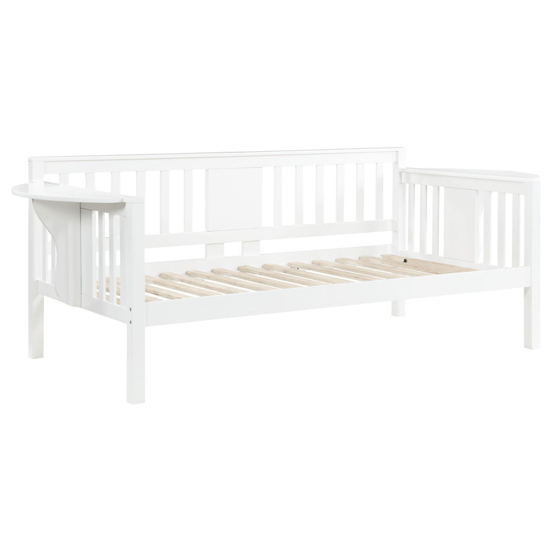 Lit de jour simple Jeikobus, Blanc / Blanc