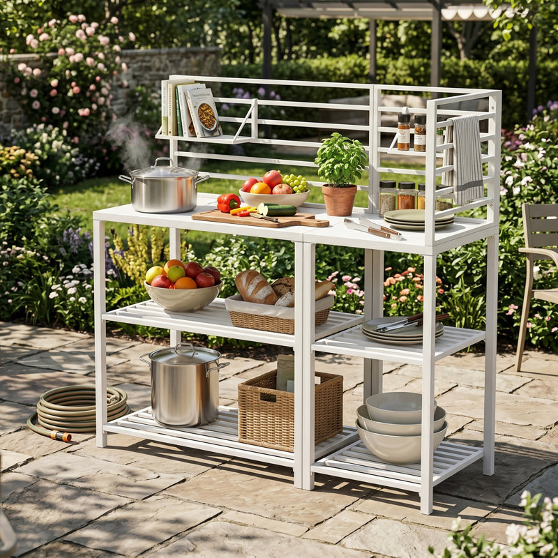 Ensemble de cuisine d'extérieur modulaire avec tablettes de rangement