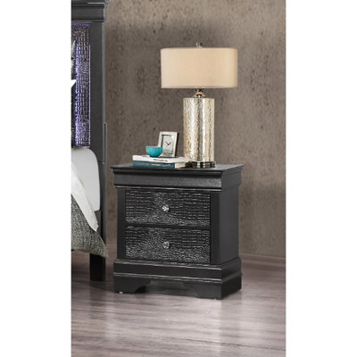 Contemporary Solid Wood + Nightstand With Crystal Embellishments Style, Construction
