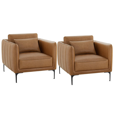 Rae Genuine Leather Upholstered Armchair(Set of 2)
