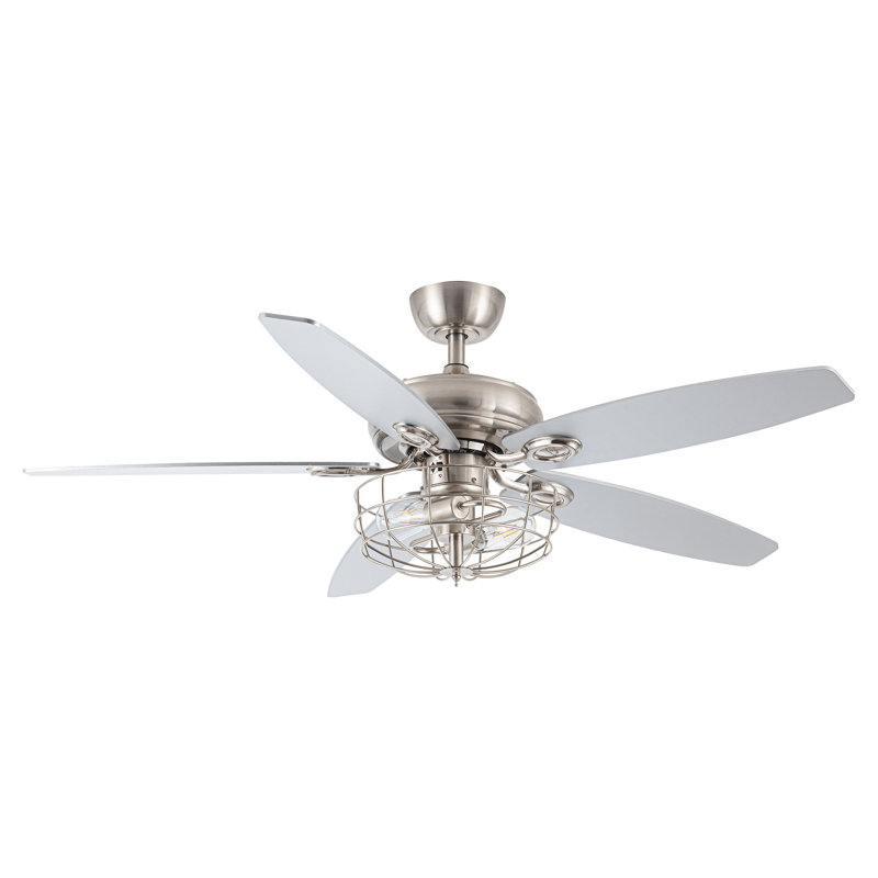 Breezelite 52" Modern Brushed Nickel Reversible Ceiling Fan