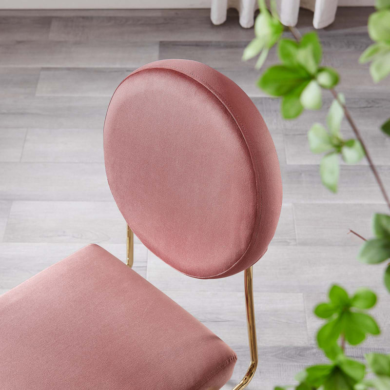 Chaise d'appoint en velours Craft Performance par Modway, Velours vieux rose, Or