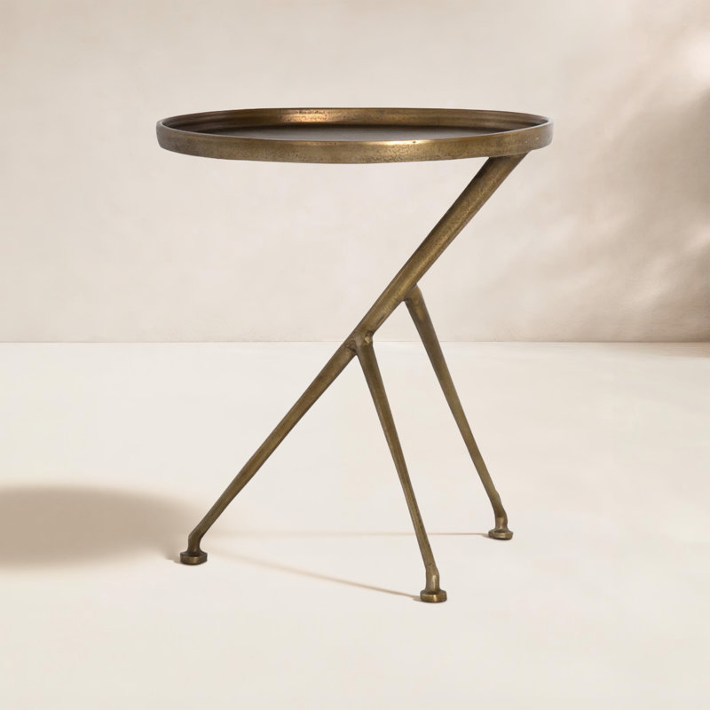 Schmidt Outdoor Side Table, Raw Antique Brass