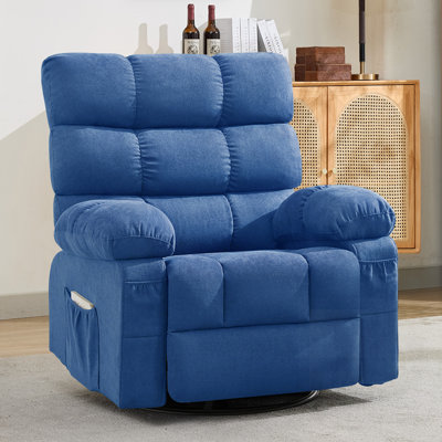 Fauteuil inclinable pivotant à bascule pour adultes, fauteuil inclinable manuel à 360 ° avec poches latérales, fauteuil de lecture ergonomique pour petits espaces