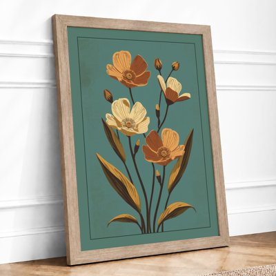 Orange Blooms Rising Botanical - Framed Print