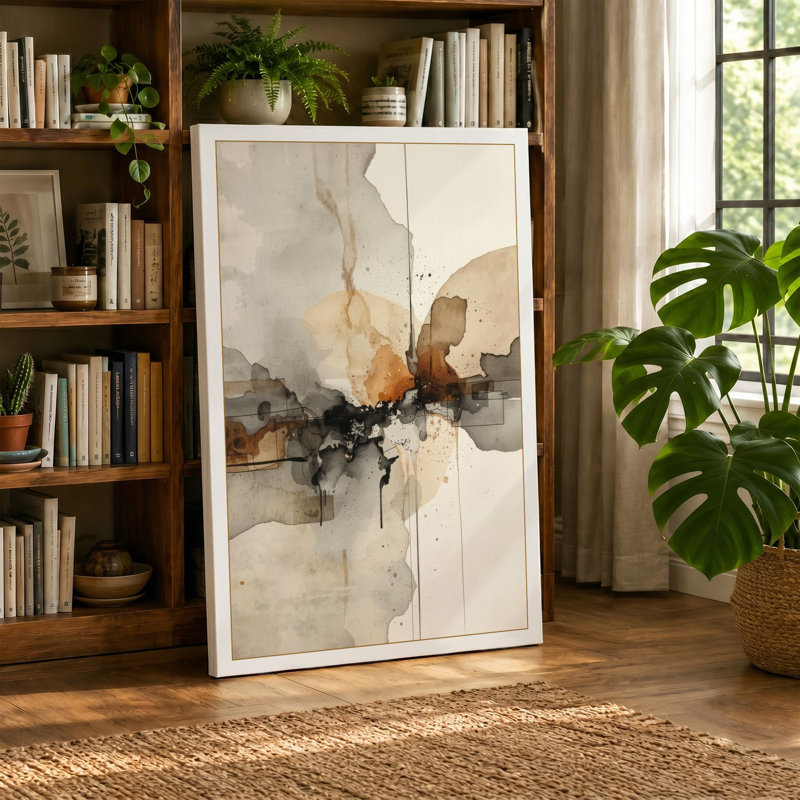Explosive Centre Abstract - Wrapped Canvas, 18x12 - 45.7 x 30.5 cm, Teal Border