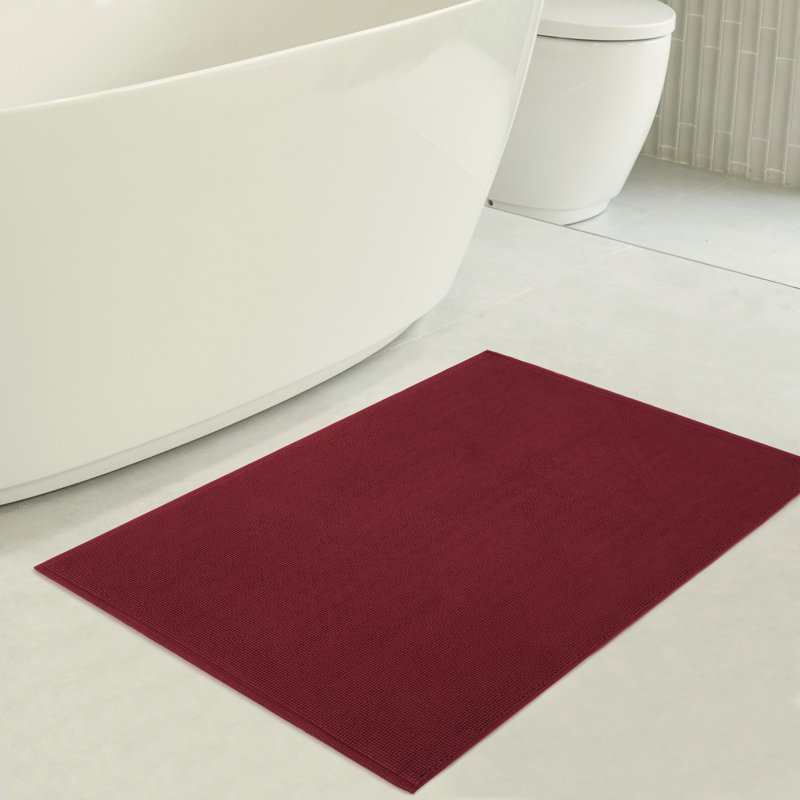 Tapis pour salle de bain 100% coton Chemung, L 20 po x L 34 po, Bordeaux