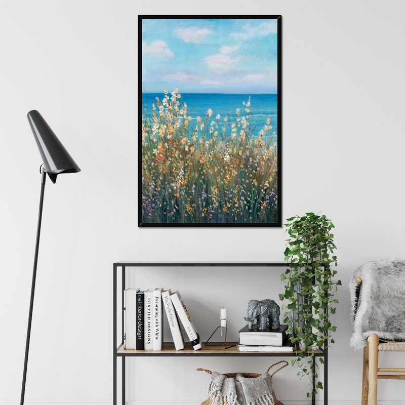 Flowers at the Coast II by Timothy O' Toole - Wrapped Canvas Painting, Black Framed Paper Print, 95cm H x 65cm W