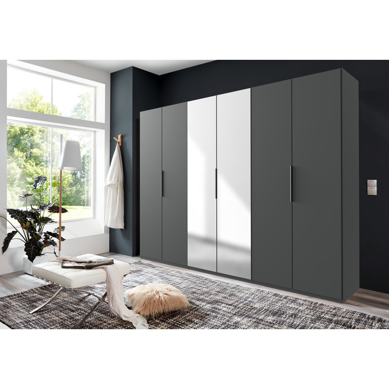 Guardino 6 Door Wardrobe, 216cm H x 300cm W x 58cm D, Graphite