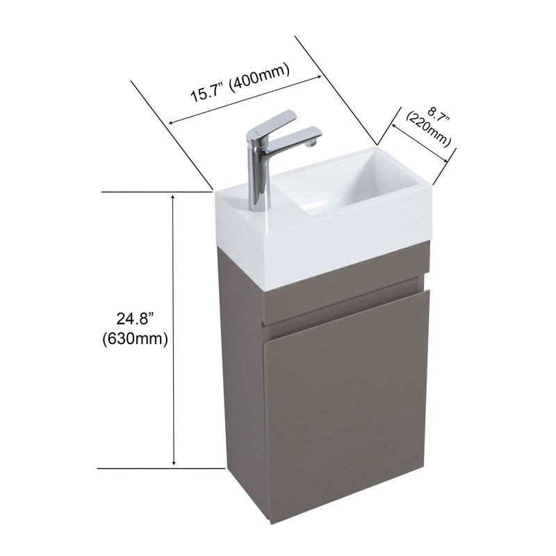 Petit meuble-lavabo mural moderne avec lavabo Modern