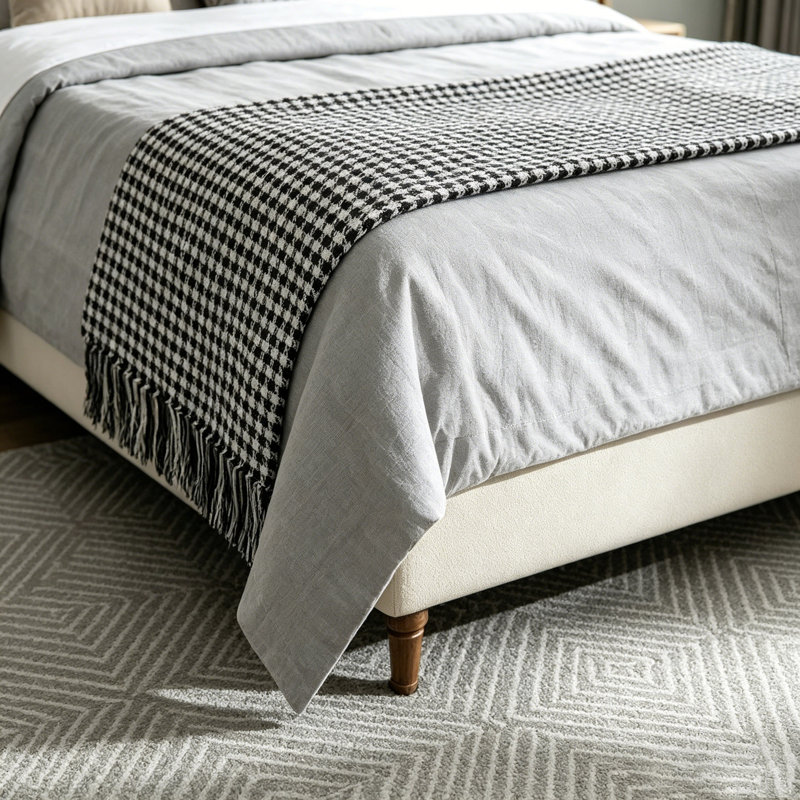 Grand lit tapissier Harper, Très grand, Beige