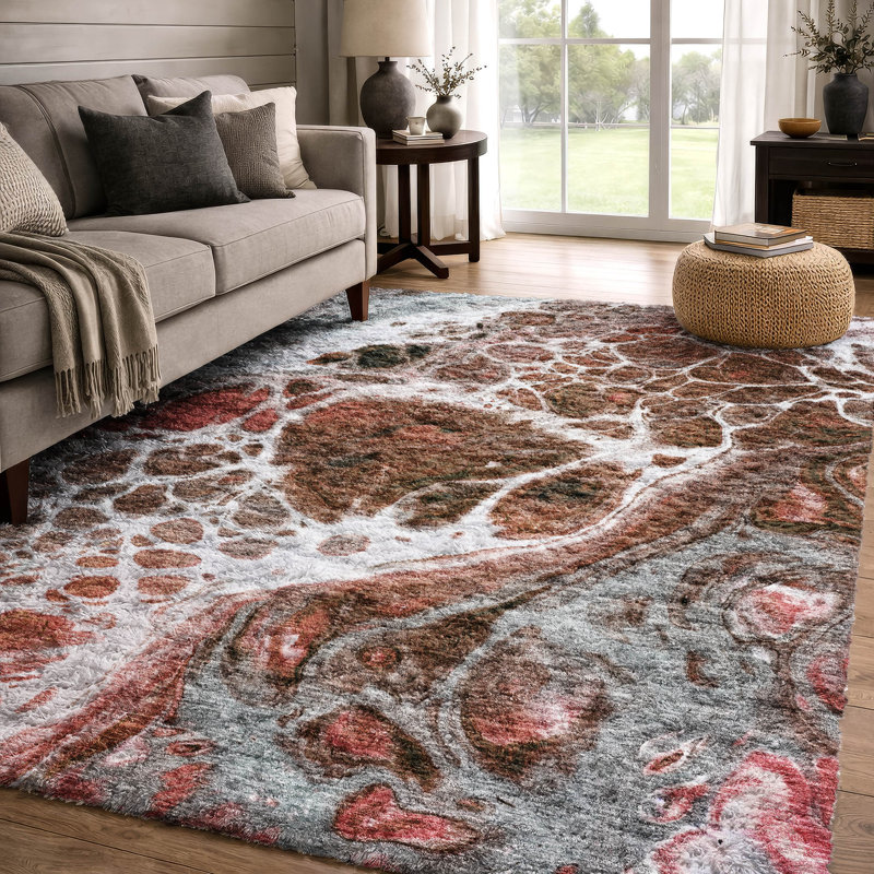 Tapis à poil long de qualité supérieure lavable à la machine ADS682, Paprika, 3 pi x 5 pi