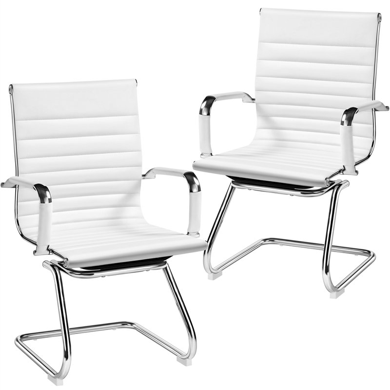 Office Reception Chair With Ergonomic Design, White