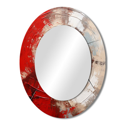 Red Grey Majestic Motion Spiral - Red Oval Wall Mirror Decor